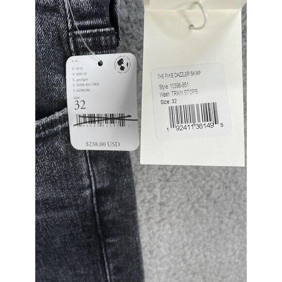 Mother The Pixie Dazzler Skimp Size 32 High Rise Striaght Leg Jeans Train Stop - Picture 8 of 12